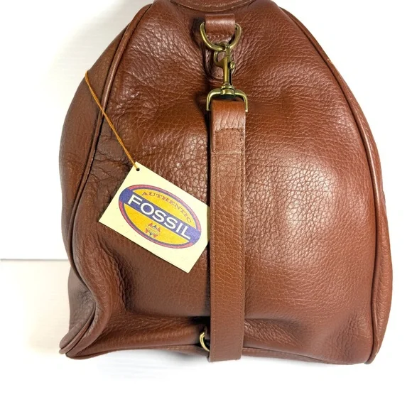 Fossil Unisex Brown Leather Bag NWT - Picture 1 of 8